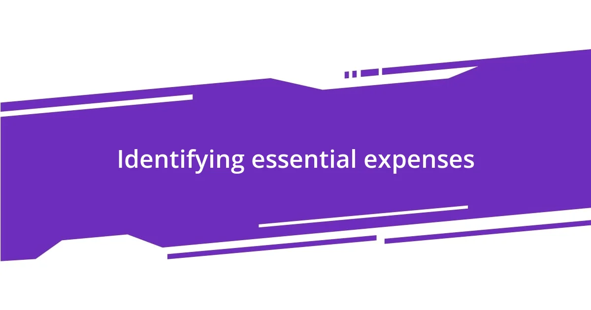 Identifying essential expenses